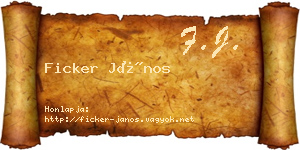 Ficker János névjegykártya